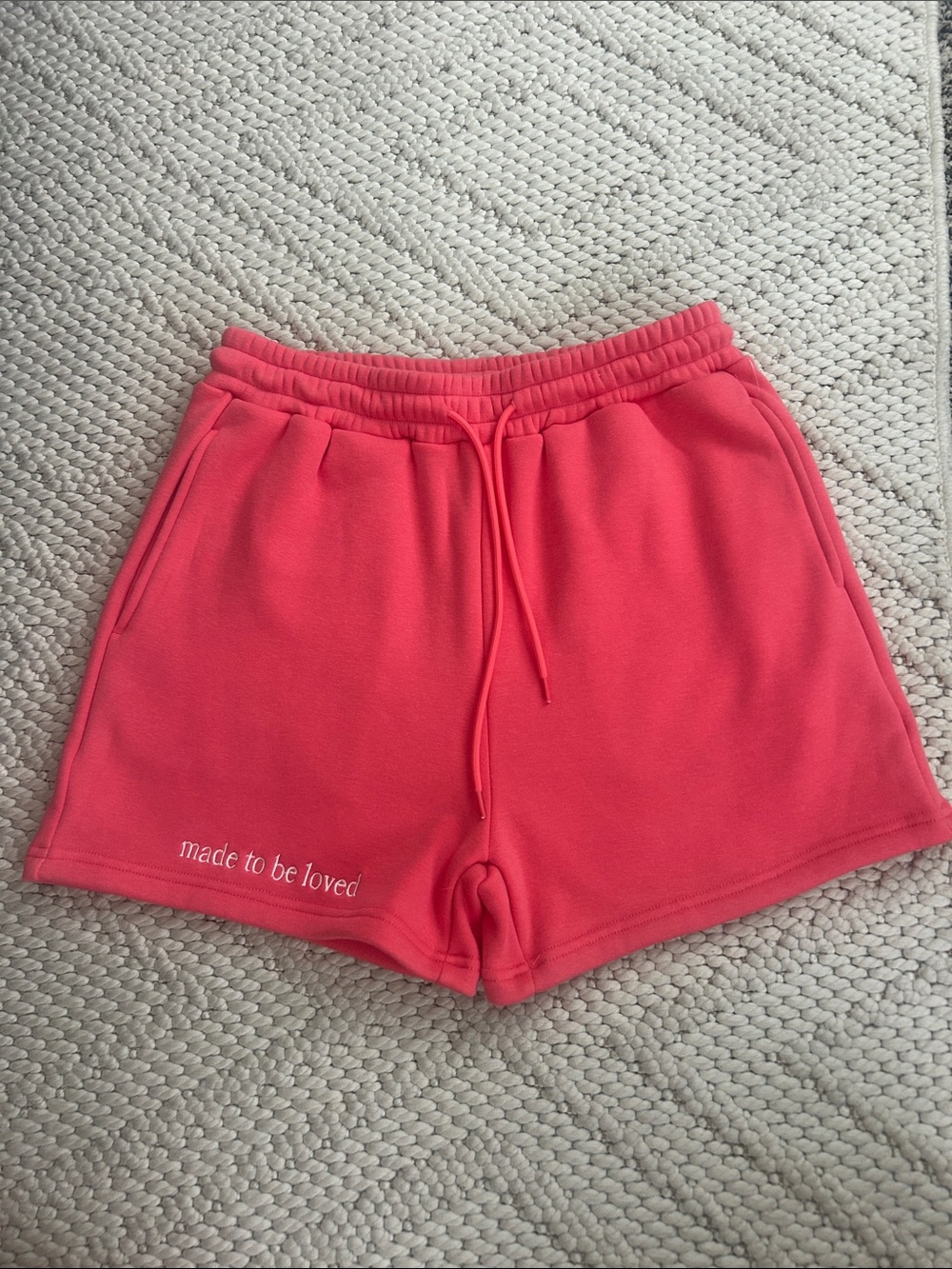 Made to Be Loved Coral Pink Women's Athletic Lounge Shorts